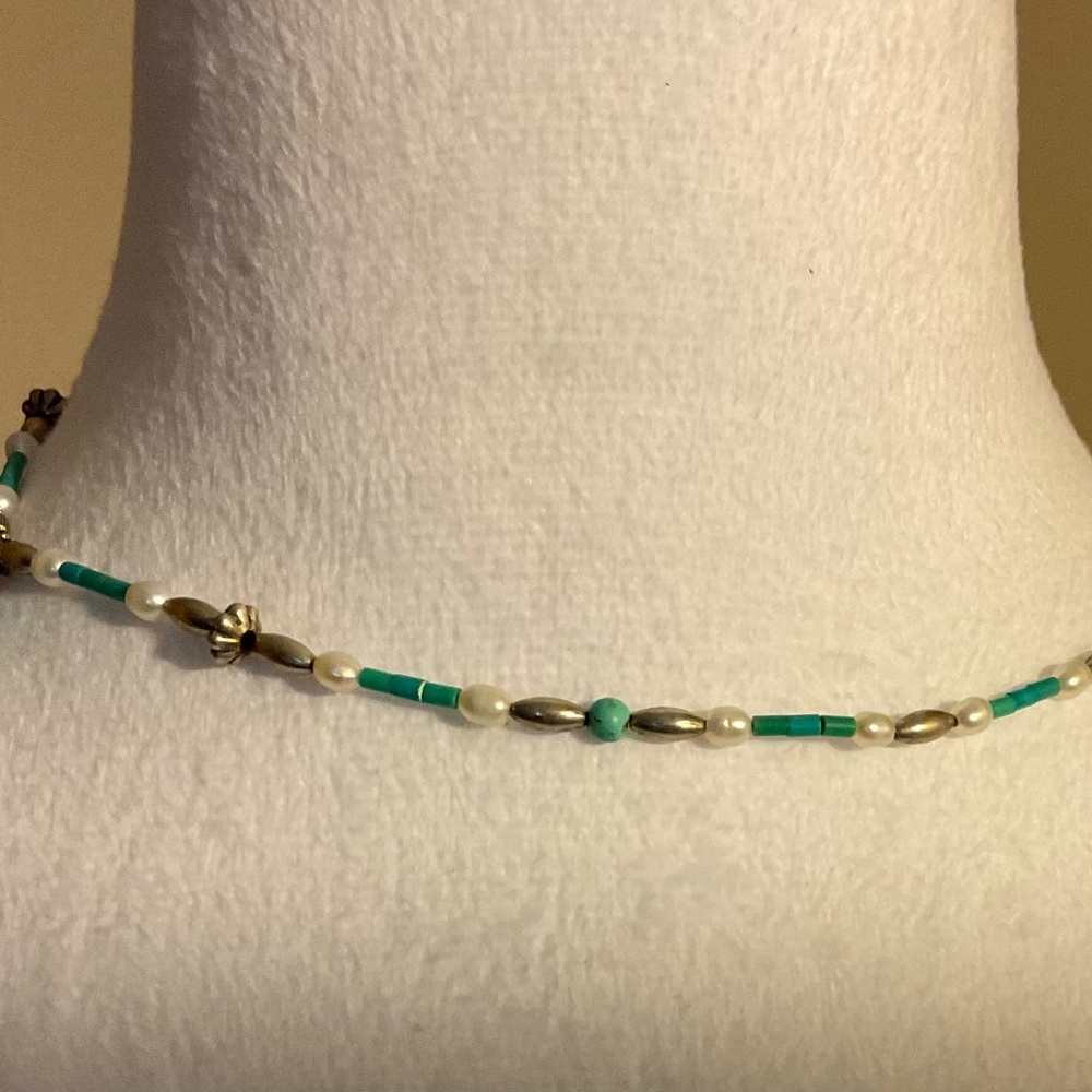 Southwest Style Handmade Sterling Silver and beaded Necklace - Picture 5 of 8